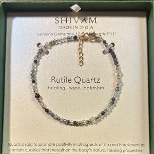 Shivam Rutile Quartz Beaded Bracelet in Gray and Gold